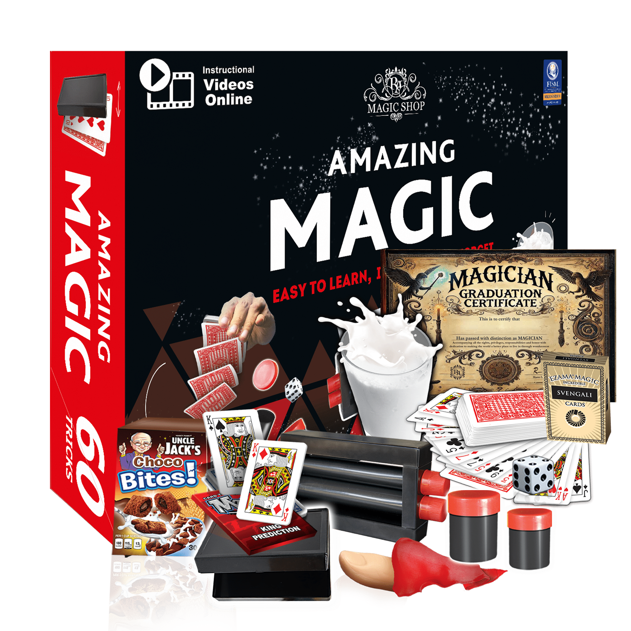 Amazing Magic Set for Kids 8+ — 60 Tricks with Video Guides & Premium