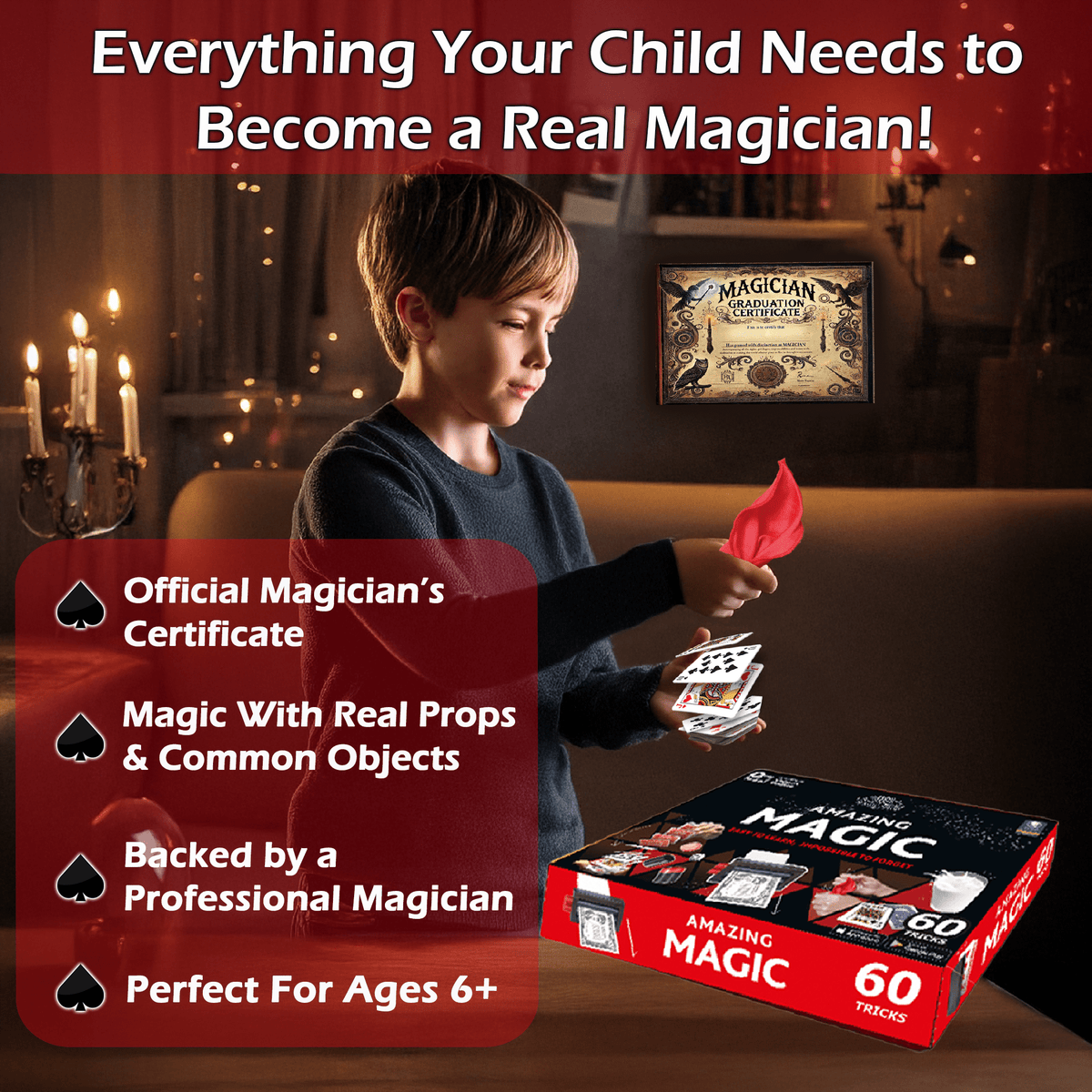 Megic Set Amazing Magic Set for Kids 8+ — 60 Tricks with Video Guides & Premium