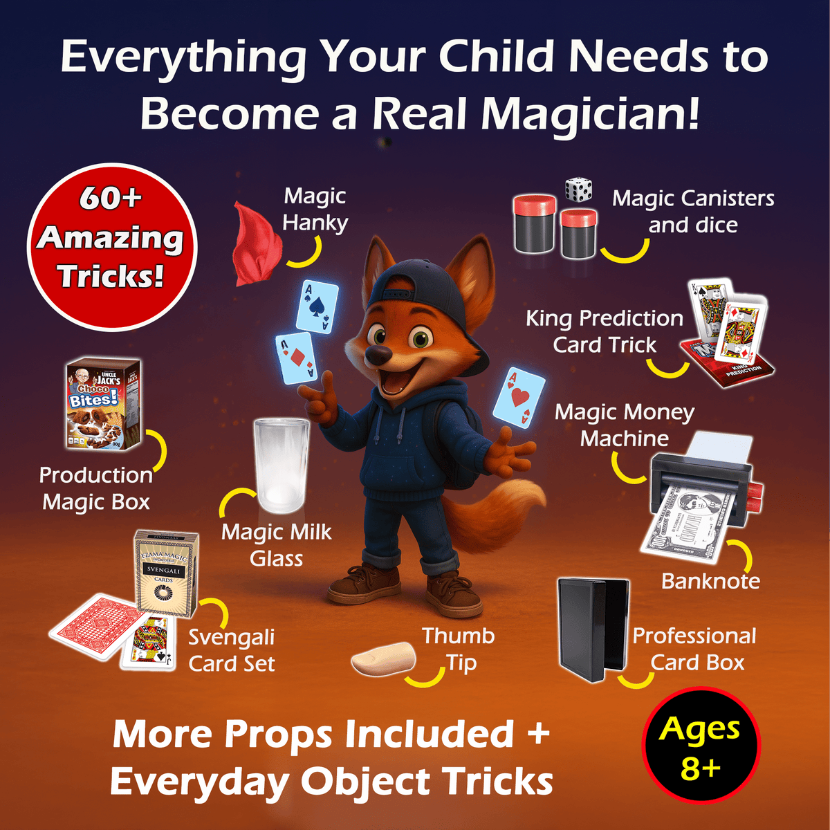 Magic Routine Kid Amazing Magic Set for Kids 8+ — 60 Tricks with Video Guides & Premium