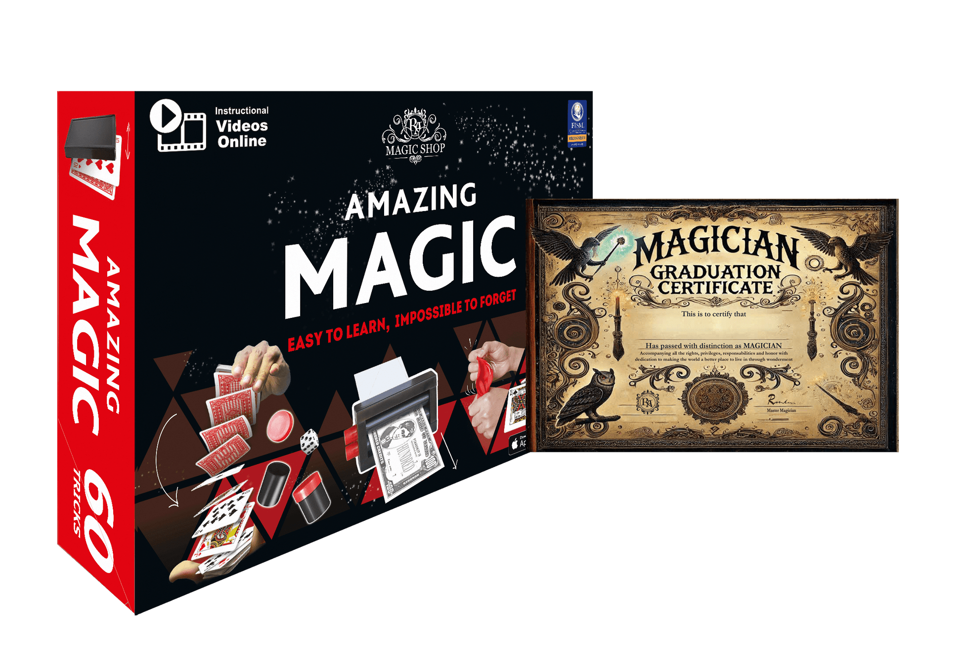 Amazing Magic Set for Kids Ages 8 and Up - 60 Easy and Advanced Tricks with Video Instructions - High - Quality Props for Beginners - Builds Confidence & Motor Skills - Ra Magic Shop - #magic_trick#