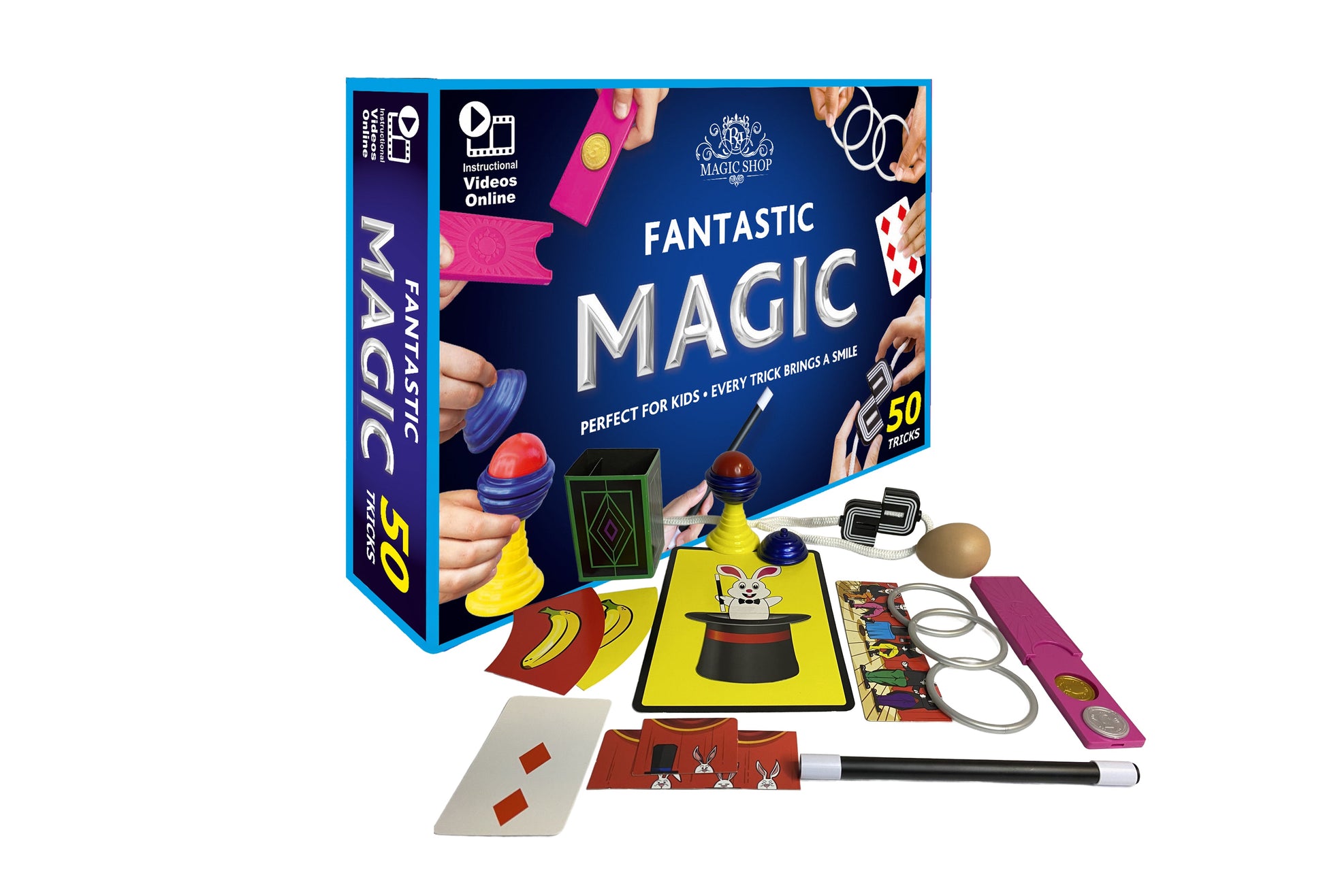 Fantastic Magic Set - Easy 50 Tricks for Kids with Video Instructions | High - Quality Magic Kit for Kids Age 6 - 8 & 10 - 12 | Beginner Magic Sets for Kids - Ra Magic Shop - #magic_trick#