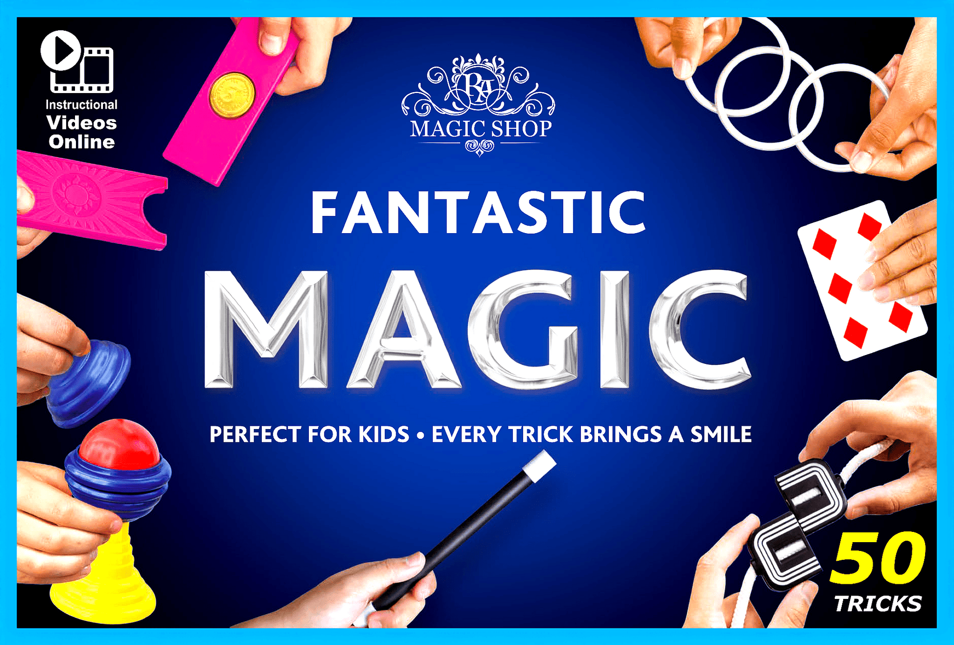 Fantastic Magic Set - Easy 50 Tricks for Kids with Video Instructions | High - Quality Magic Kit for Kids Age 6 - 8 & 10 - 12 | Beginner Magic Sets for Kids - Ra Magic Shop - #magic_trick#