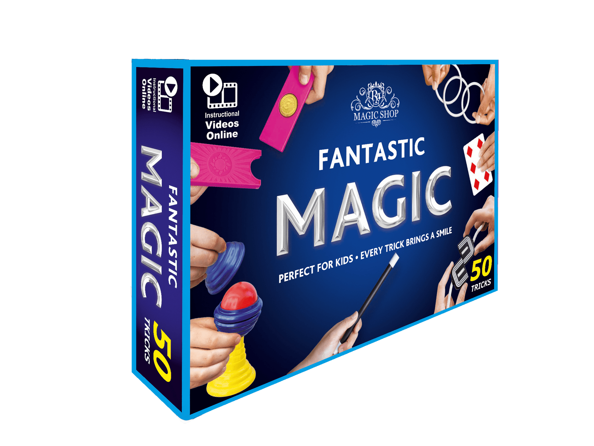 Fantastic Magic Set - Easy 50 Tricks for Kids with Video Instructions | High - Quality Magic Kit for Kids Age 6 - 8 & 10 - 12 | Beginner Magic Sets for Kids - Ra Magic Shop - #magic_trick#