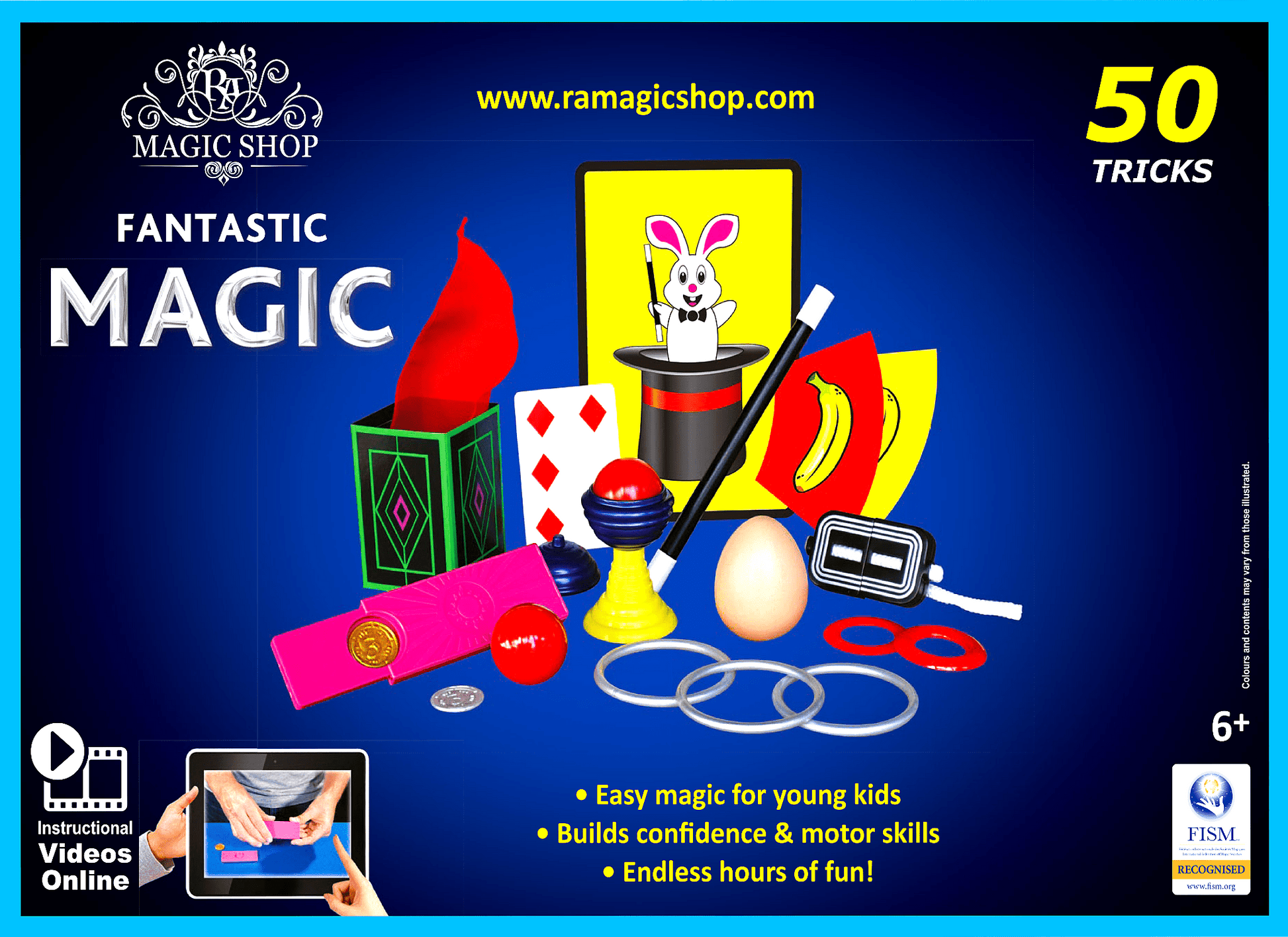 Fantastic Magic Set - Easy 50 Tricks for Kids with Video Instructions | High - Quality Magic Kit for Kids Age 6 - 8 & 10 - 12 | Beginner Magic Sets for Kids - Ra Magic Shop - #magic_trick#